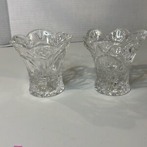 Princess House American Rose Candle Stick Votive Holders Set of 2